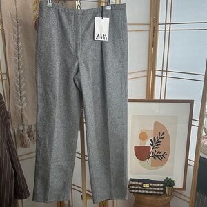 ZARA Gray Wool Blend Straight-Leg Trousers | NWT | Size M